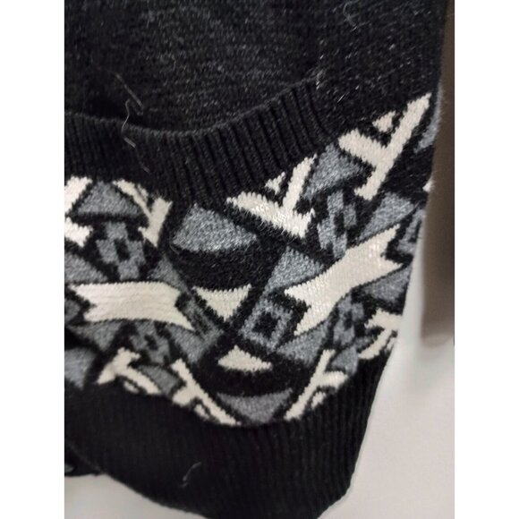Vintage 90s Mossimo Womens Cardigan XL Black White Longline Aztec BOHO - Picture 5 of 8